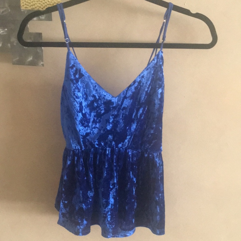 Royal blue velvet top NWT